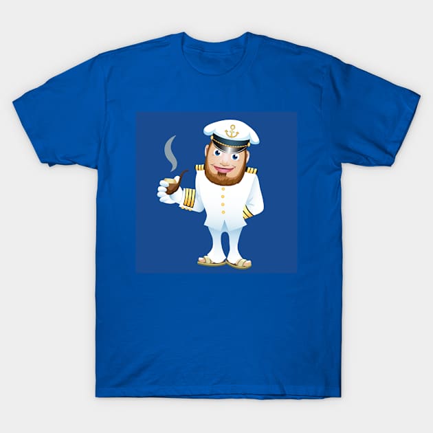 man in captain uniform with smoking tube T-Shirt by devaleta